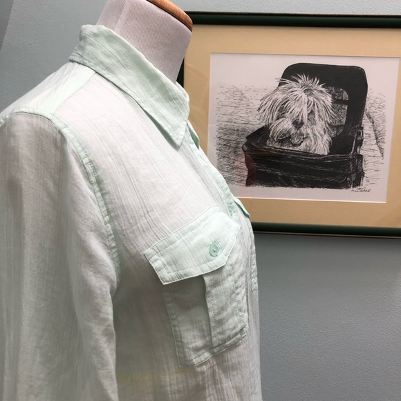 Talbots Pale Green Gossamer Thin Cotton Top - Picture 5 of 13